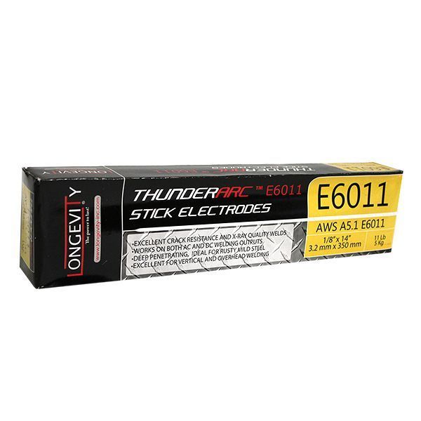 Longevity THUNDER-ARC E6011 Welding Electrodes: 1/8"(3.2mm), 11Lb Box 880484